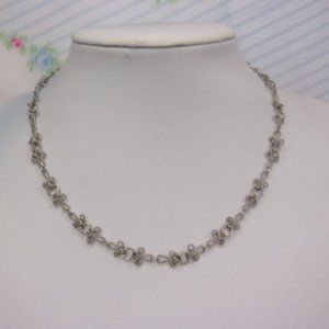Silver Wire Tatted Lace Choker Necklace 16" L